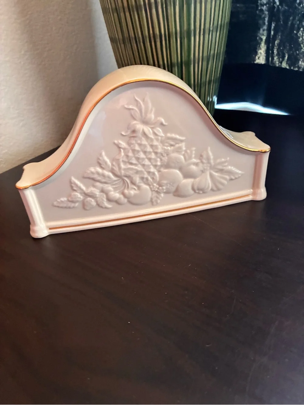 Elegant Lenox Cream Ceramic Mantel Fruits of Life Clock with Gold Accent